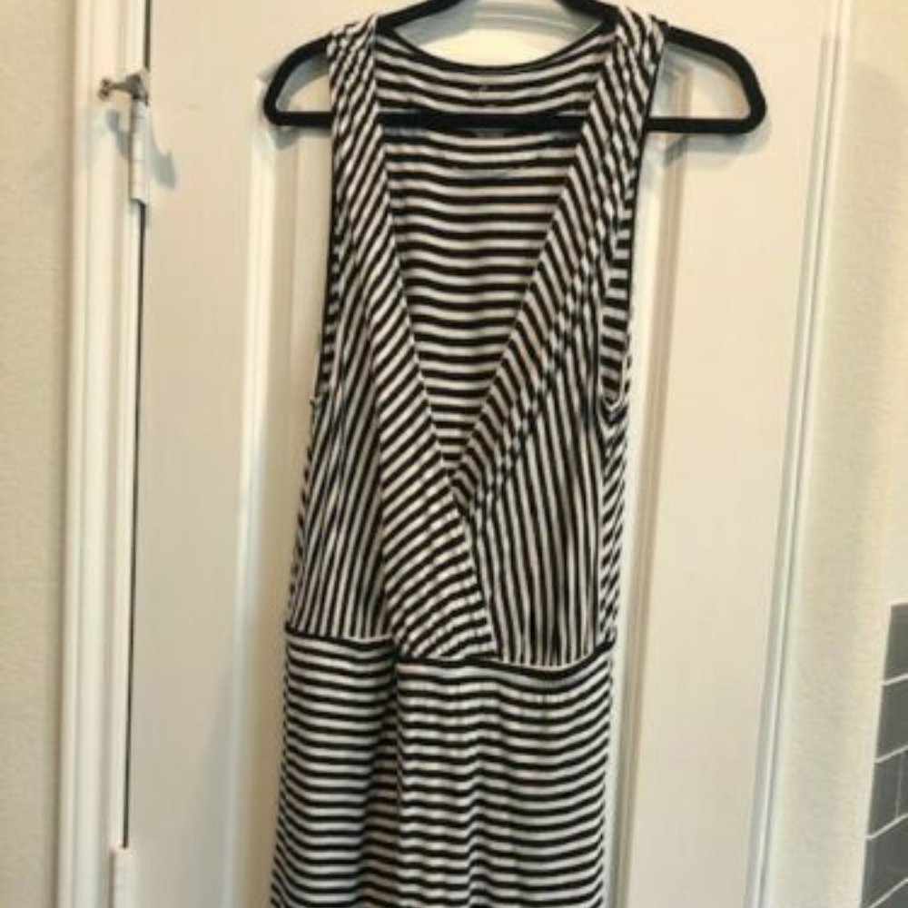 Soma Black and White Tie Waist Dress or Cover-Up